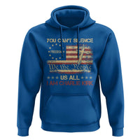 Charlie Kirk Hoodie You Cant Silence Us All Retro American Flag Cross - Wonder Print Shop