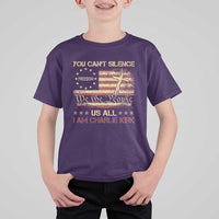 Charlie Kirk T Shirt For Kid You Cant Silence Us All Retro American Flag Cross - Wonder Print Shop