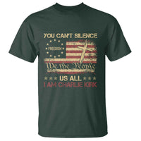 Charlie Kirk T Shirt You Cant Silence Us All Retro American Flag Cross - Wonder Print Shop