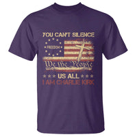 Charlie Kirk T Shirt You Cant Silence Us All Retro American Flag Cross - Wonder Print Shop