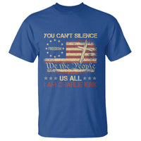 Charlie Kirk T Shirt You Cant Silence Us All Retro American Flag Cross - Wonder Print Shop