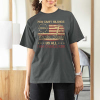 Charlie Kirk T Shirt For Women You Cant Silence Us All Retro American Flag Cross - Wonder Print Shop