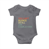 Charlie Kirk Baby Onesie Retro You Cant Silence Us All - Wonder Print Shop