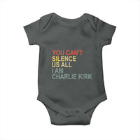 Charlie Kirk Baby Onesie Retro You Cant Silence Us All - Wonder Print Shop