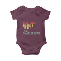 Charlie Kirk Baby Onesie Retro You Cant Silence Us All - Wonder Print Shop