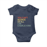Charlie Kirk Baby Onesie Retro You Cant Silence Us All - Wonder Print Shop