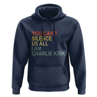 Charlie Kirk Hoodie Retro You Cant Silence Us All - Wonder Print Shop