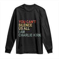 Charlie Kirk Long Sleeve Shirt Retro You Cant Silence Us All - Wonder Print Shop