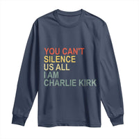 Charlie Kirk Long Sleeve Shirt Retro You Cant Silence Us All - Wonder Print Shop