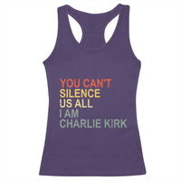 Charlie Kirk Racerback Tank Top Retro You Cant Silence Us All - Wonder Print Shop