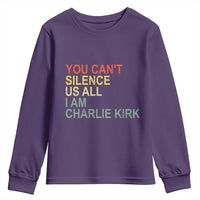 Charlie Kirk Youth Sweatshirt Retro You Cant Silence Us All - Wonder Print Shop