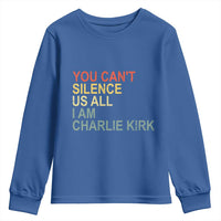 Charlie Kirk Youth Sweatshirt Retro You Cant Silence Us All - Wonder Print Shop
