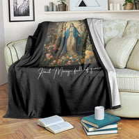 Marian Catholic Throw Blanket Hail Mary Full Of Grace Blessed Virgin Mary Floral - Wonder Print Shop