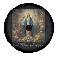 Marian Catholic Spare Tire Cover Hail Mary Full Of Grace Blessed Virgin Mary Floral - Wonder Print Shop