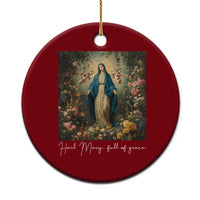 Marian Catholic Ceramic Ornament Hail Mary Full Of Grace Blessed Virgin Mary Floral - Wonder Print Shop