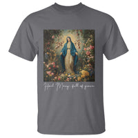 Marian Catholic T Shirt Hail Mary Full Of Grace Blessed Virgin Mary Floral - Wonder Print Shop