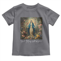 Marian Catholic Toddler T Shirt Hail Mary Full Of Grace Blessed Virgin Mary Floral - Wonder Print Shop