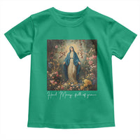 Marian Catholic Toddler T Shirt Hail Mary Full Of Grace Blessed Virgin Mary Floral - Wonder Print Shop