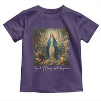Marian Catholic Toddler T Shirt Hail Mary Full Of Grace Blessed Virgin Mary Floral - Wonder Print Shop