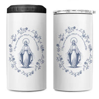 Marian Catholic 4 in 1 Can Cooler Tumbler Virgin Mary Catholic Floral Women Religious - Wonder Print Shop