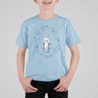 Marian Catholic T Shirt For Kid Virgin Mary Catholic Floral Women Religious - Wonder Print Shop