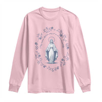 Marian Catholic Long Sleeve Shirt Virgin Mary Catholic Floral Women Religious - Wonder Print Shop
