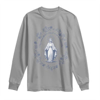 Marian Catholic Long Sleeve Shirt Virgin Mary Catholic Floral Women Religious - Wonder Print Shop