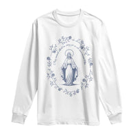 Marian Catholic Long Sleeve Shirt Virgin Mary Catholic Floral Women Religious - Wonder Print Shop