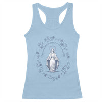 Marian Catholic Racerback Tank Top Virgin Mary Catholic Floral Women Religious - Wonder Print Shop