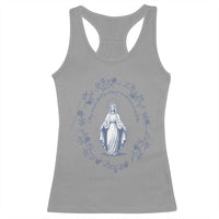 Marian Catholic Racerback Tank Top Virgin Mary Catholic Floral Women Religious - Wonder Print Shop
