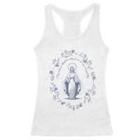 Marian Catholic Racerback Tank Top Virgin Mary Catholic Floral Women Religious - Wonder Print Shop