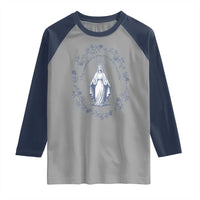Marian Catholic Raglan Shirt Virgin Mary Catholic Floral Women Religious - Wonder Print Shop