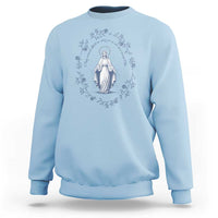 Marian Catholic Sweatshirt Virgin Mary Catholic Floral Women Religious - Wonder Print Shop