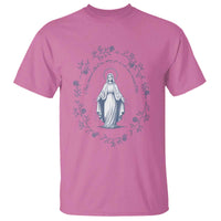 Marian Catholic T Shirt Virgin Mary Catholic Floral Women Religious - Wonder Print Shop