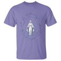 Marian Catholic T Shirt Virgin Mary Catholic Floral Women Religious - Wonder Print Shop