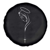 Virgin Mary Spare Tire Cover Minimalist Marian Catholic Holy Mother Cross - Wonder Print Shop