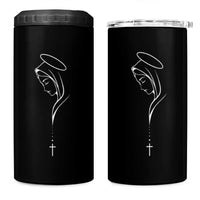Virgin Mary 4 in 1 Can Cooler Tumbler Minimalist Marian Catholic Holy Mother Cross - Wonder Print Shop