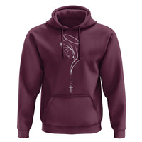 Virgin Mary Hoodie Minimalist Marian Catholic Holy Mother Cross - Wonder Print Shop