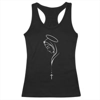 Virgin Mary Racerback Tank Top Minimalist Marian Catholic Holy Mother Cross - Wonder Print Shop