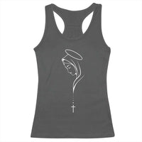 Virgin Mary Racerback Tank Top Minimalist Marian Catholic Holy Mother Cross - Wonder Print Shop