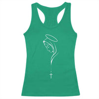 Virgin Mary Racerback Tank Top Minimalist Marian Catholic Holy Mother Cross - Wonder Print Shop