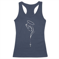 Virgin Mary Racerback Tank Top Minimalist Marian Catholic Holy Mother Cross - Wonder Print Shop