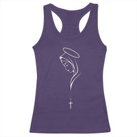 Virgin Mary Racerback Tank Top Minimalist Marian Catholic Holy Mother Cross - Wonder Print Shop