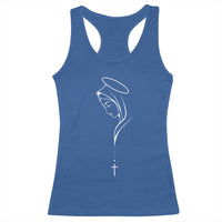 Virgin Mary Racerback Tank Top Minimalist Marian Catholic Holy Mother Cross - Wonder Print Shop
