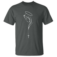 Virgin Mary T Shirt Minimalist Marian Catholic Holy Mother Cross - Wonder Print Shop