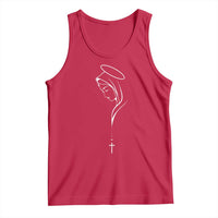 Virgin Mary Tank Top Minimalist Marian Catholic Holy Mother Cross - Wonder Print Shop