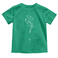 Virgin Mary Toddler T Shirt Minimalist Marian Catholic Holy Mother Cross - Wonder Print Shop