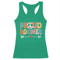 Proud Boomer Racerback Tank Top Boomers Generation Peace Sign Hippie 50s 60s - Wonder Print Shop