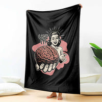 Sarcastic Vintage Throw Blanket Funny Retro 50s Use Your Brain Aesthetic - Wonder Print Shop