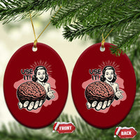 Sarcastic Vintage Ceramic Ornament Funny Retro 50s Use Your Brain Aesthetic - Wonder Print Shop